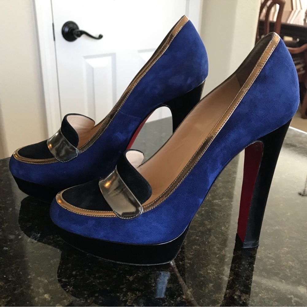 Christian Louboutin Blue and Black Heels